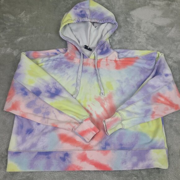 Nike Dri-FIT Get Fit Hoodie Womens Size‎ Medium Purple Pulse Tie-Dye Cropped - Picture 1 of 7